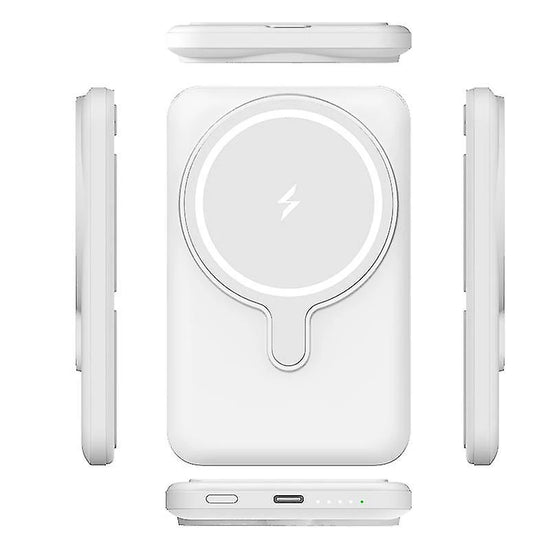 batterie externe magsafe iPhone 11 blanche vue tous les côtés sur fond blanc