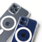 coque magnetique iphone x 11 12 13 14 15 gris et bleu vue de dos sur fond blanc